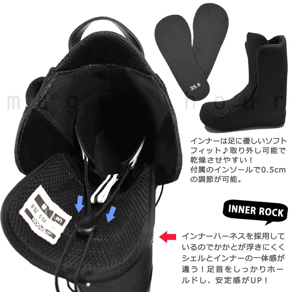 スノーボード ブーツ メンズ レディース スノボー 軽い ソフトフレックス クイックレース SPOON スプーン DINAH 大きいサイズ 軽量 黒 ブラック 迷彩 22.5〜29cm 18-DINAH-BLK-225-23 SPOON(スプーン) 2