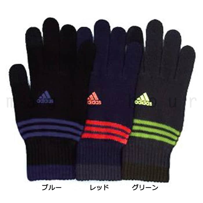 adidas(アディダス) スマホ対応 メンズ のびのび 手袋 大人用 ニット グローブ 5本指  防寒 通学 スポーツに！ 学生 ボーイズ 男の子 ジュニア 257AD083-BLU-F adidas(アディダス) 2