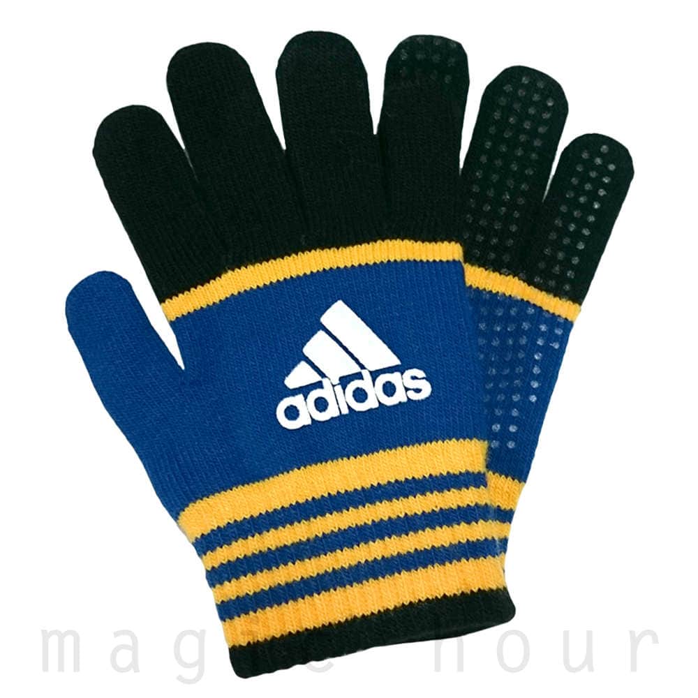 adidas(アディダス) ボーイズ 手袋 子供用 グローブ 5本指 キッズ ジュニア 子ども 防寒 のびのび ニットグローブ 通学 スポーツに！ こども 男の子 男児 258AD001-BLU-F adidas(アディダス) 2