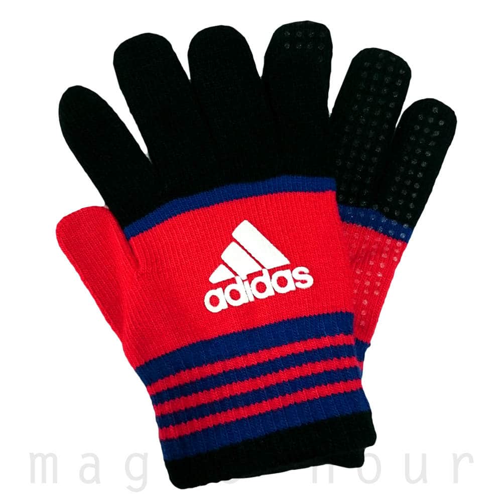 adidas(アディダス) ボーイズ 手袋 子供用 グローブ 5本指 キッズ ジュニア 子ども 防寒 のびのび ニットグローブ 通学 スポーツに！ こども 男の子 男児 258AD001-BLU-F adidas(アディダス) 3