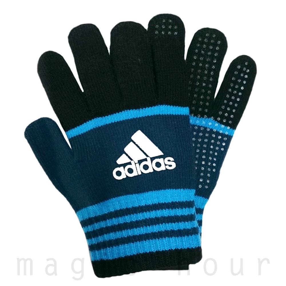 adidas(アディダス) ボーイズ 手袋 子供用 グローブ 5本指 キッズ ジュニア 子ども 防寒 のびのび ニットグローブ 通学 スポーツに！ こども 男の子 男児 258AD001-BLU-F adidas(アディダス) 4