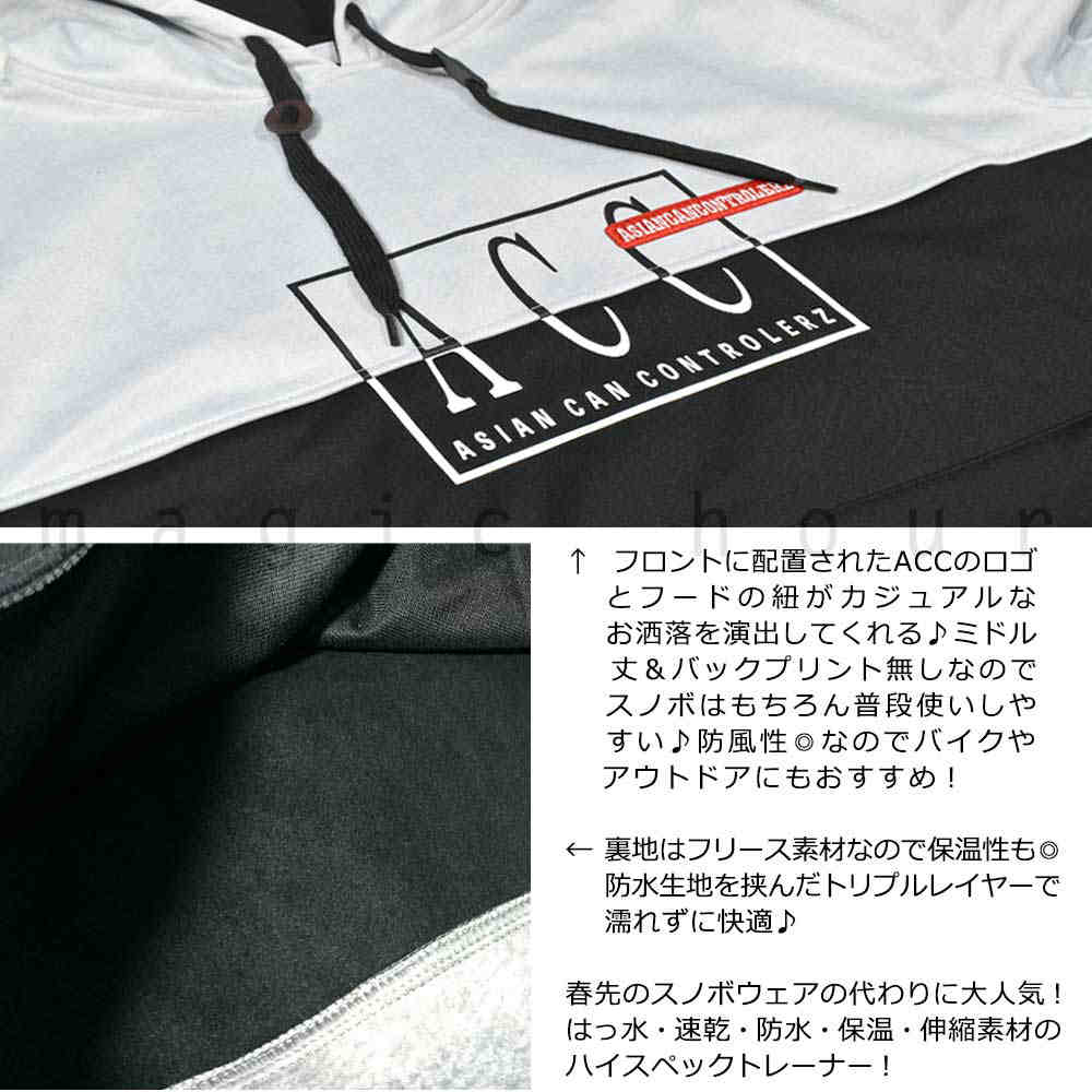 スノーボード パーカー スノボー 撥水 防風 ウェア ジャケット メンズ レディース フード付き プルオーバー ACC エーシーシー MID PULL 保温 裏フリース GENERAL ACC-20MIDPUL-GENRL-BLKRED-L ACC(エーシーシー) 2