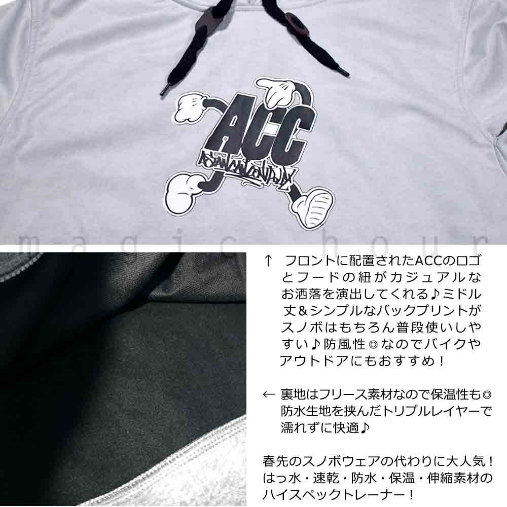 スノーボード パーカー スノボー 撥水 防風 ウェア ジャケット メンズ レディース フード付き プルオーバー ACC エーシーシー MID PULL 保温 裏フリース SMILE ACC-22MIDPUL-SMILE-BLK-L ACC(エーシーシー) 2