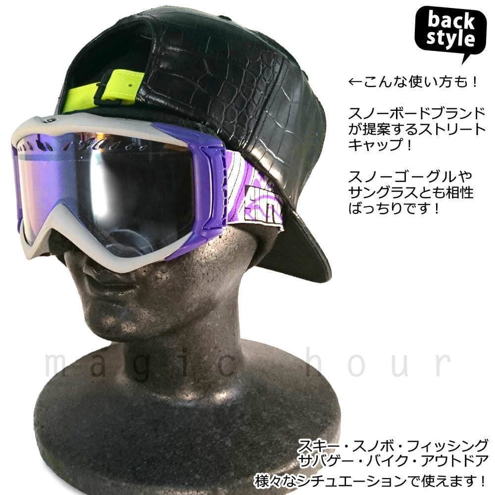レザー 帽子 フラット キャップ メンズ レディース ブランド 合皮 ロゴ ベースボールキャップ ACC エーシーシー スノーボード ストリート アメカジ 無地 SNAKE ACC-CAP-SNAKE-BLK ACC(エーシーシー) 3