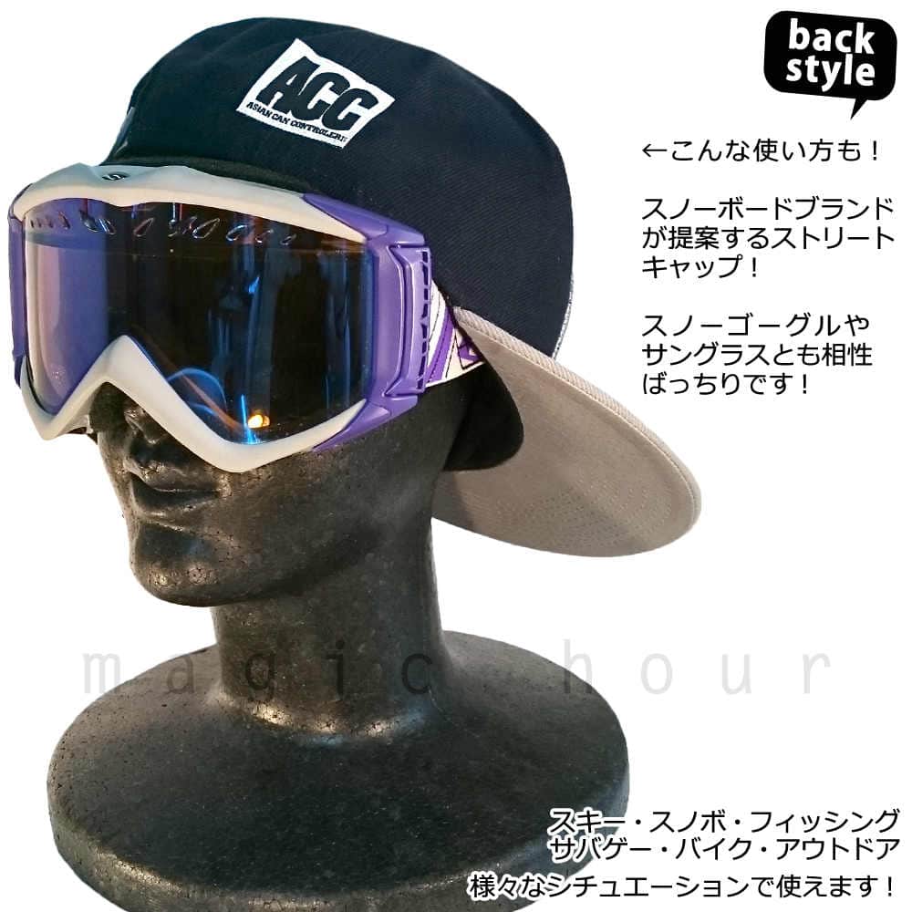 帽子 フラット キャップ メンズ レディース スノボ ブランド 3Dロゴ ベースボールキャップ ACC エーシーシー スノーボード スナップバック アメカジ 無地 TIGER ACC-CAP-TIGER-BLK-CHA ACC(エーシーシー) 3