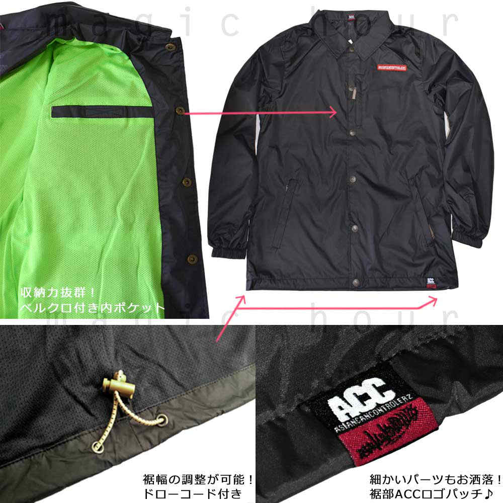 スノーボード ウェア コーチ ジャケット 上 メンズ レディース 撥水 パーカー スノボ ウエア 防水 防風 ロゴ バックプリント ACC エーシーシー NUDE ブラック ACC-COACH-20NUDE-BLK-L ACC(エーシーシー) 1