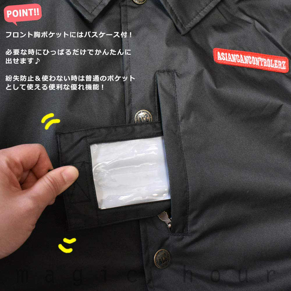 スノーボード ウェア コーチ ジャケット 上 メンズ レディース 撥水 パーカー スノボ ウエア 防水 防風 ロゴ バックプリント ACC エーシーシー NUDE ブラック ACC-COACH-20NUDE-BLK-L ACC(エーシーシー) 2