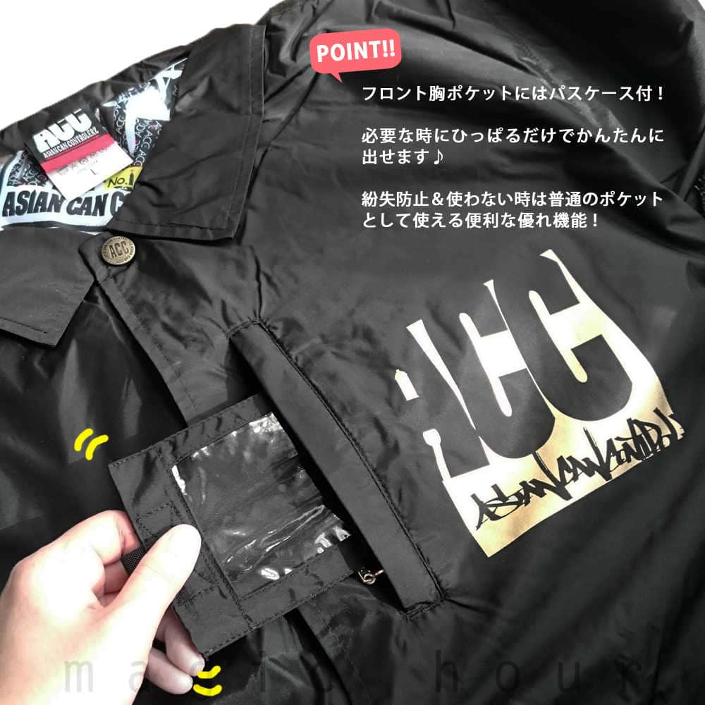 スノーボード ウェア コーチ ジャケット 上 メンズ レディース 撥水 パーカー スノボ ウエア 防水 防風 ロゴ バックプリント ACC エーシーシー BOSS ACC-COACH-BOSS-BLKGOLD-L ACC(エーシーシー) 2