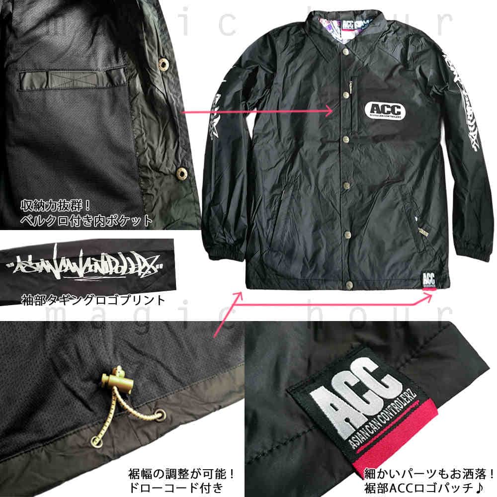 スノーボード ウェア コーチ ジャケット 上 メンズ レディース 撥水 パーカー スノボ ウエア 防水 防風 ロゴ バックプリント ACC エーシーシー DISC ACC-COACH-DISK-BLKWHT-L ACC(エーシーシー) 1