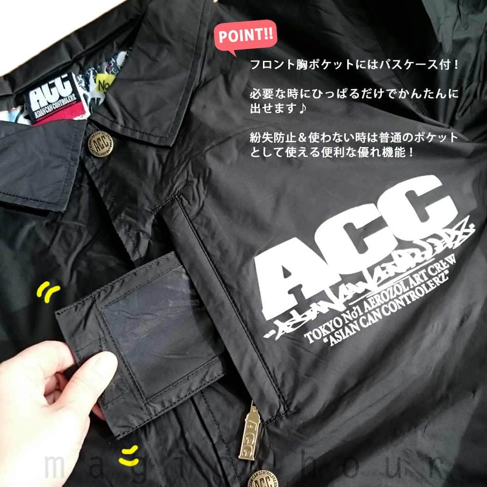スノーボード ウェア コーチ ジャケット 上 メンズ レディース 撥水 パーカー スノボ ウエア 防水 防風 ロゴ バックプリント ACC エーシーシー THE ACC ACC-COACH-THEACC-BLKWHT-L ACC(エーシーシー) 2