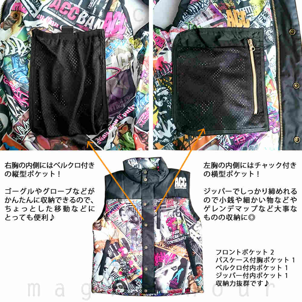 スノーボード ウェア コーチ ベスト スノボ ジャケット 上 メンズ レディース 撥水 パーカーと相性良し 防水 中綿 ダウンベスト ACC エーシーシー V-042 RIZE ACC-VEST-042-RIZE-L ACC(エーシーシー) 1