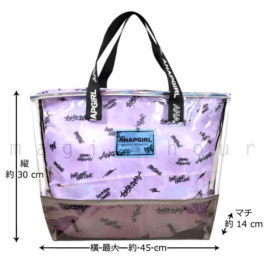 プールバッグ 女の子 キッズ ジュニア 子供 ショルダー ブランド スイムバッグ ビーチバッグ 水泳 トート ビニールバッグ アナップ ANAP ピンク 青 ブルー AN-223704-BAG-BLUE-F ANAP 2