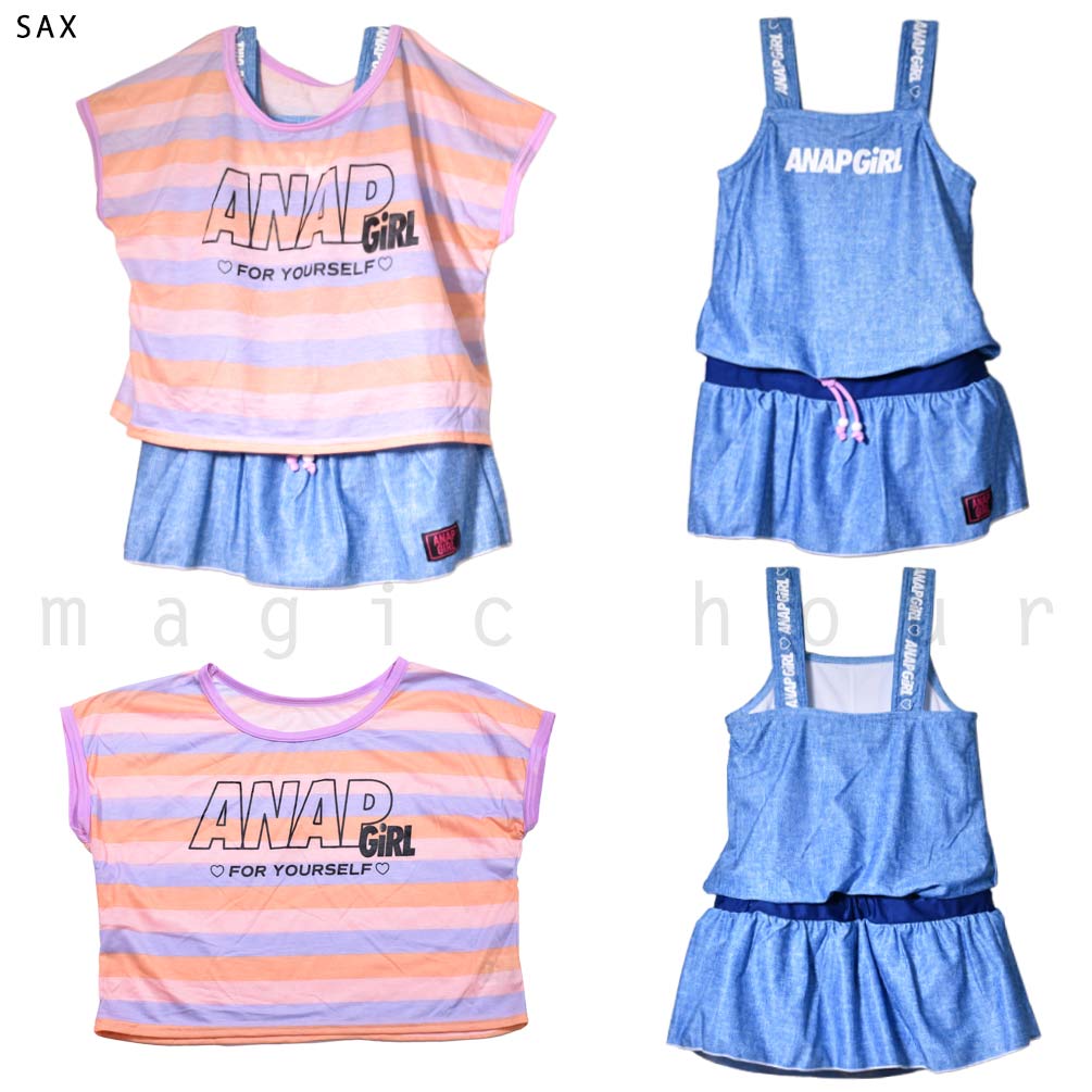 水着 子供 女の子 ワンピース ガールズ スイムウェア ANAP アナップ T付き 2点 セット ジュニア ブランド お洒落 かわいい 130cm 140cm 150cm 160cm 青 ピンク AN-360852-GIRLSW-NAVY-130 ANAP 4
