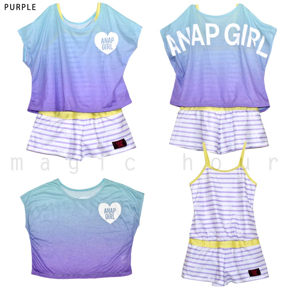 水着 子供 女の子 ワンピース ガールズ スイムウェア ANAP アナップ T付き 2点 セット ジュニア ブランド お洒落 かわいい 130cm 140cm 150cm 160cm オレンジ 紫 AN-369851-GIRLSW-NAVY-130 ANAP 4