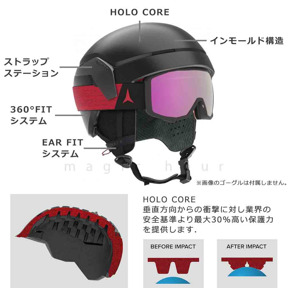 ヘルメット 子供 スキー スノーボード ダイアル式 キッズ ジュニア お洒落 子ども用 メット スポーツ 自転車 サイズ調節 スノーヘルメット 黒 白 青 ピンク ATM-MET-24COUNTJR-BLACK-S ATOMIC(アトミック) 1