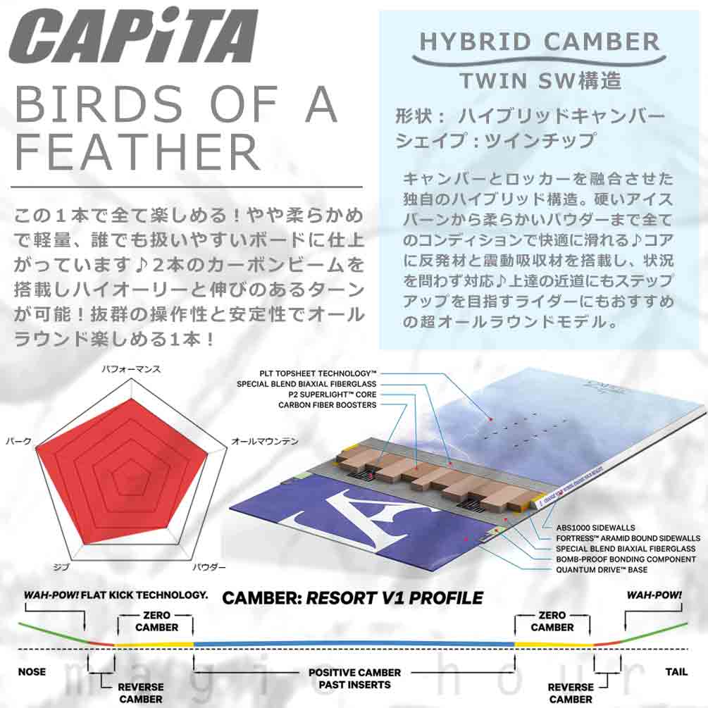 スノーボード 板 レディース 単品 2024 CAPITA キャピタ BIRDS OF A FEATHER オールラウンド グラトリ ハイブリッド キャンバー ボード パーク お洒落 パープル BP-CPSB-24BIRDSOAF-140 CAPiTA(キャピタ) 1