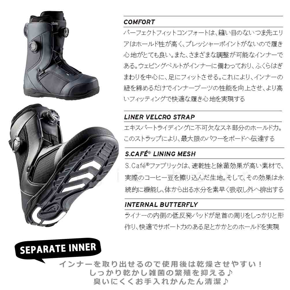 スノーボード ブーツ BOA メンズ HEAD ヘッド THREE LYT BOA FOCUS ダイヤル デュアルボア ダイアル式 23-24 2024モデル 25.5 - 28.5cm 黒 ブラック お洒落 BP-HDBOT-24THREE-BLACK-255 HEAD(ヘッド) 3