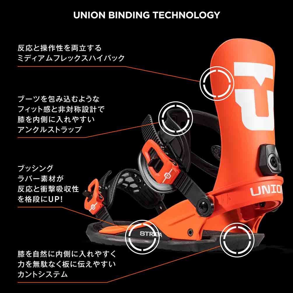 スノーボード ビンディング スノボー バインディング メンズ レディース UNION ユニオン STRATA ボード 23-24 グラトリ 黒 赤 青 板と同時購入で取付無料 BP-UNBIN-24STRATA-BLACK-L UNION(ユニオン) 4