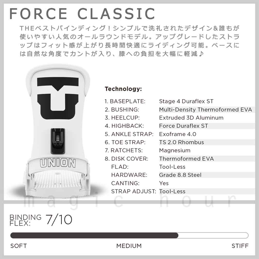 スノーボード ビンディング スノボー バインディング メンズ レディース UNION ユニオン FORCE CLASSIC ボード 24-25 グラトリ 白 板と同時購入で取付無料 BP-UNBIN-25FORCECL-WHITE-L UNION(ユニオン) 1