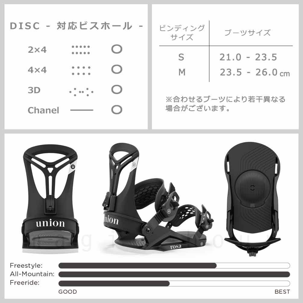 スノーボード ビンディング スノボー バインディング レディース UNION ユニオン ROSA ボード 24-25 グラトリ お洒落 かわいい 板と同時購入で取付無料 BP-UNBIN-25ROSA-BLACK-M UNION(ユニオン) 2