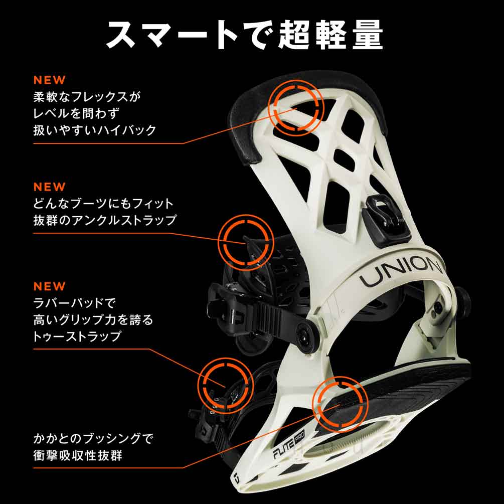 スノーボード ビンディング スノボー バインディング メンズ UNION ユニオン FLITE PRO ボード 25-26 グラトリ ブラック ホワイト 青 板と同時購入で取付無料 BP-UNBIN-26FLITPRO-BLACK-L UNION(ユニオン) 4