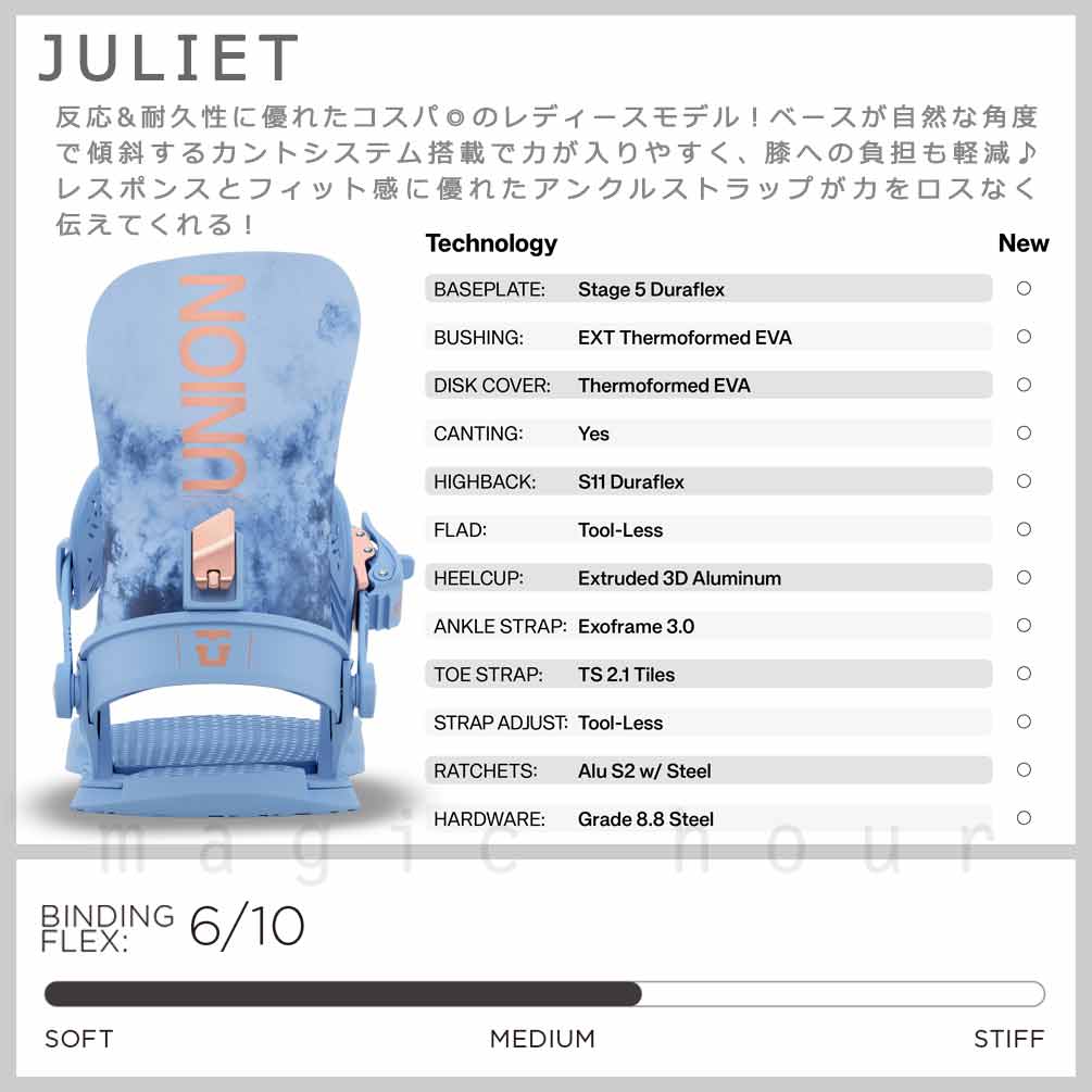 スノーボード ビンディング スノボー バインディング レディース UNION ユニオン JULIET ボード 25-26 グラトリ お洒落 かわいい 白 黒 板と同時購入で取付無料 BP-UNBIN-26JULIET-BLACK-M UNION(ユニオン) 1