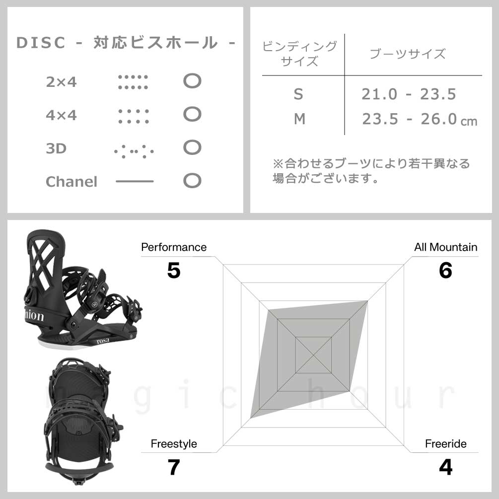 スノーボード ビンディング スノボー バインディング レディース UNION ユニオン ROSA ボード 25-26 グラトリ お洒落 かわいい 板と同時購入で取付無料 BP-UNBIN-26ROSA-BLACK-M UNION(ユニオン) 2