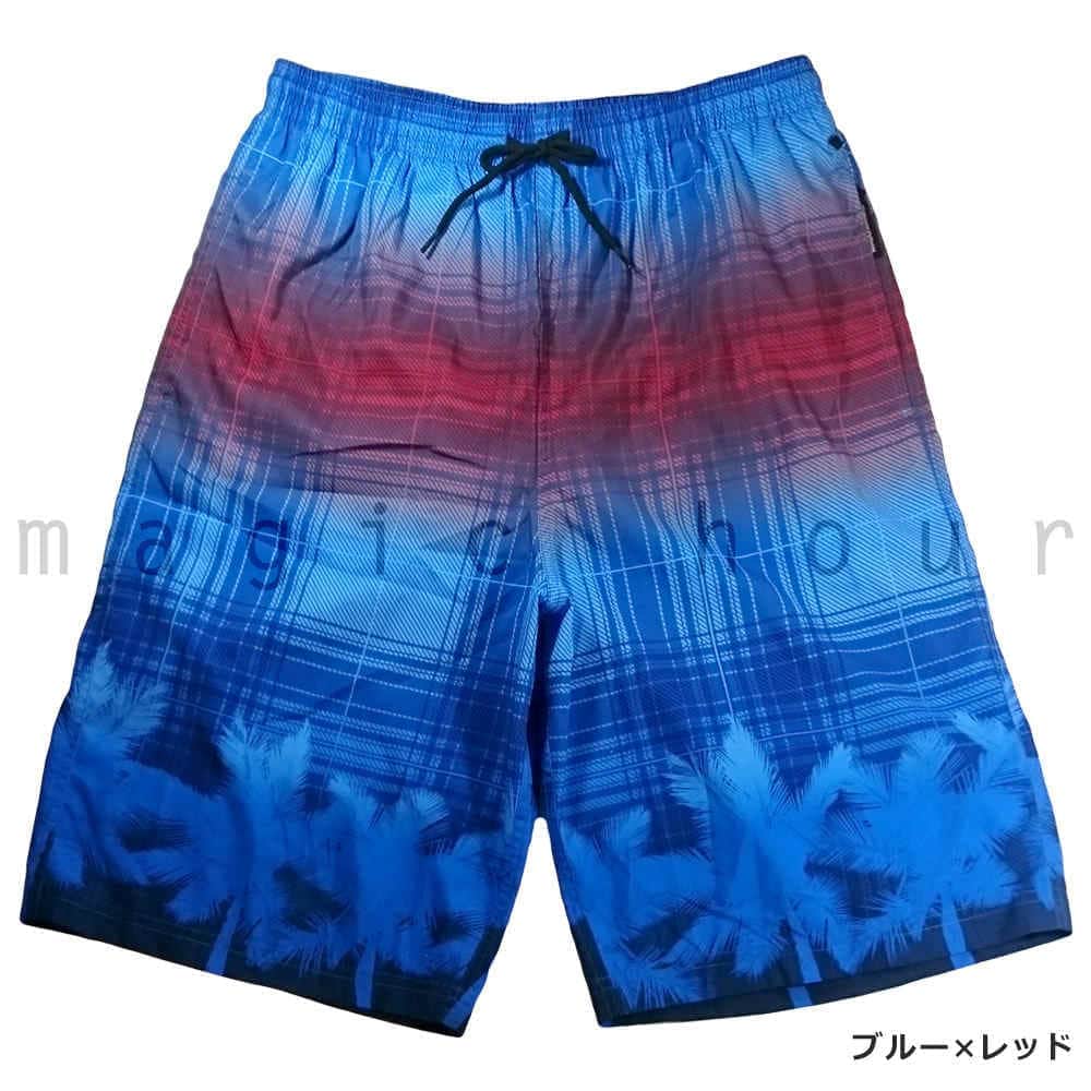 サーフパンツ メンズ 水着 海水パンツ 海パン インナー付き 柄 サーフトランクス 水陸両用 おしゃれ みずぎ サーフィン 海水浴 プール サポーター付き 青 グレー BUL-14002-BLURED-L  5