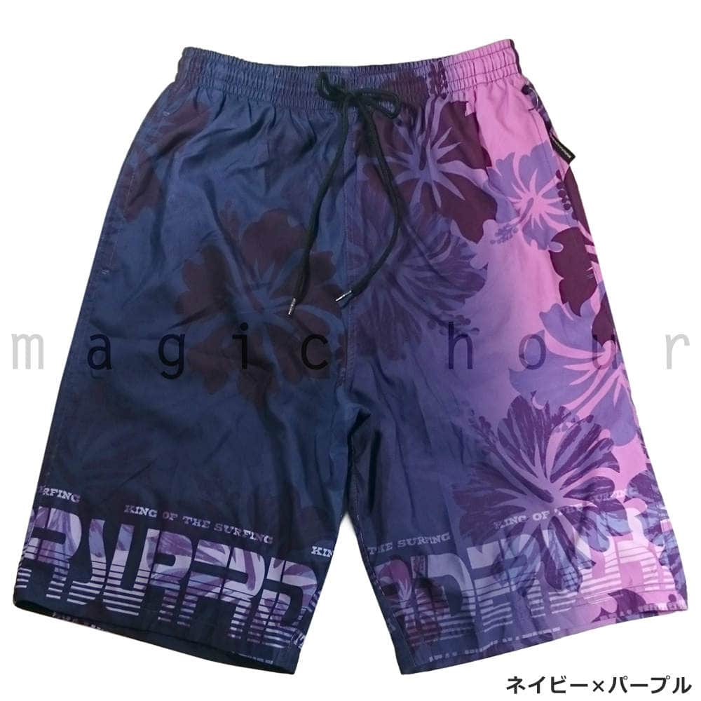サーフパンツ メンズ 水着 海水パンツ 海パン インナー付き 柄 サーフトランクス 水陸両用 おしゃれ みずぎ サーフィン 海水浴 プール サポーター付 黒 青 紫 BUL-14005-NVYBLU-L  4