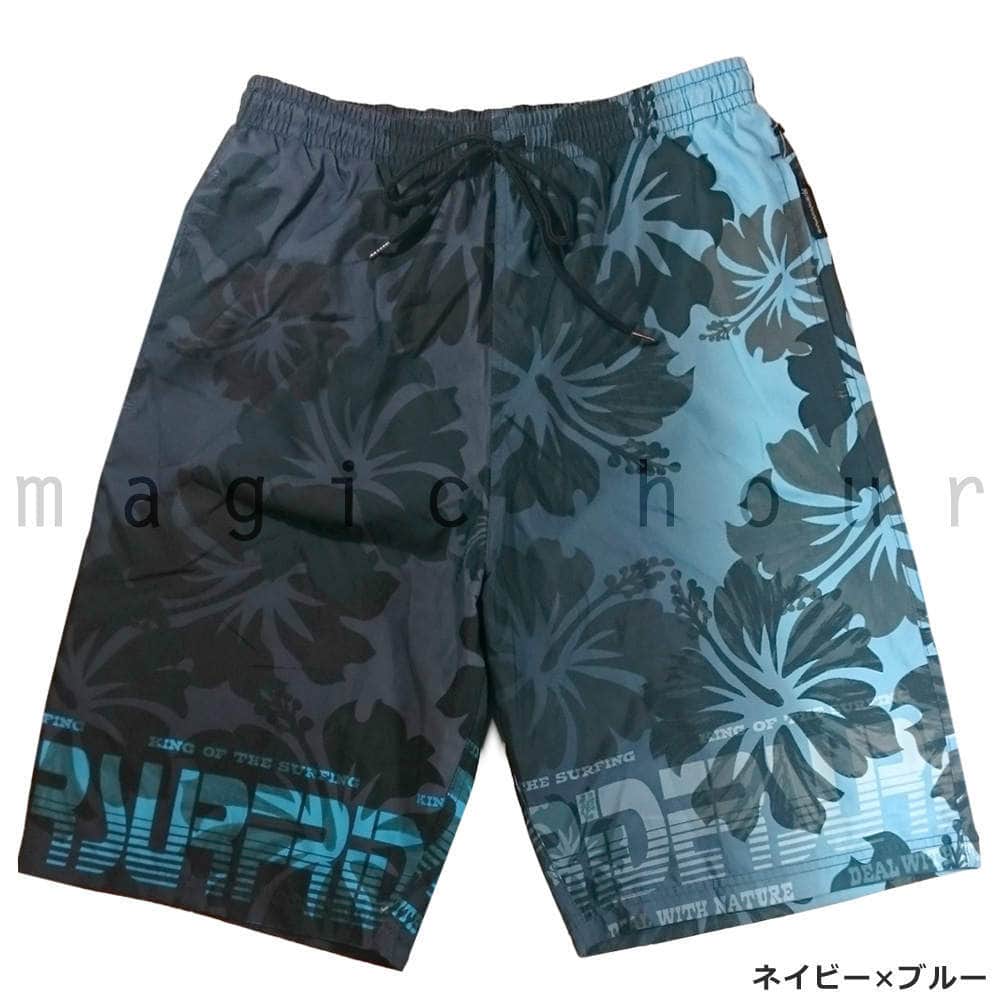サーフパンツ メンズ 水着 海水パンツ 海パン インナー付き 柄 サーフトランクス 水陸両用 おしゃれ みずぎ サーフィン 海水浴 プール サポーター付 黒 青 紫 BUL-14005-NVYBLU-L  5