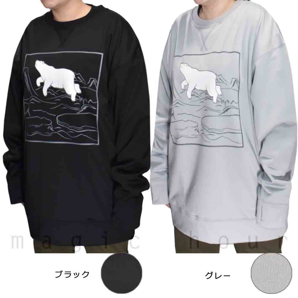 スノーボード 防水 トレーナースノボー  撥水 防風 防寒 ウェア ジャケット クルーネック メンズ レディース SHOWTIME ブランド ショウタイム 黒 グレー 白くま CN23-003-BLK-L SHOWTIME COLLECTIVE(ショウタイム コレクティブ) 4