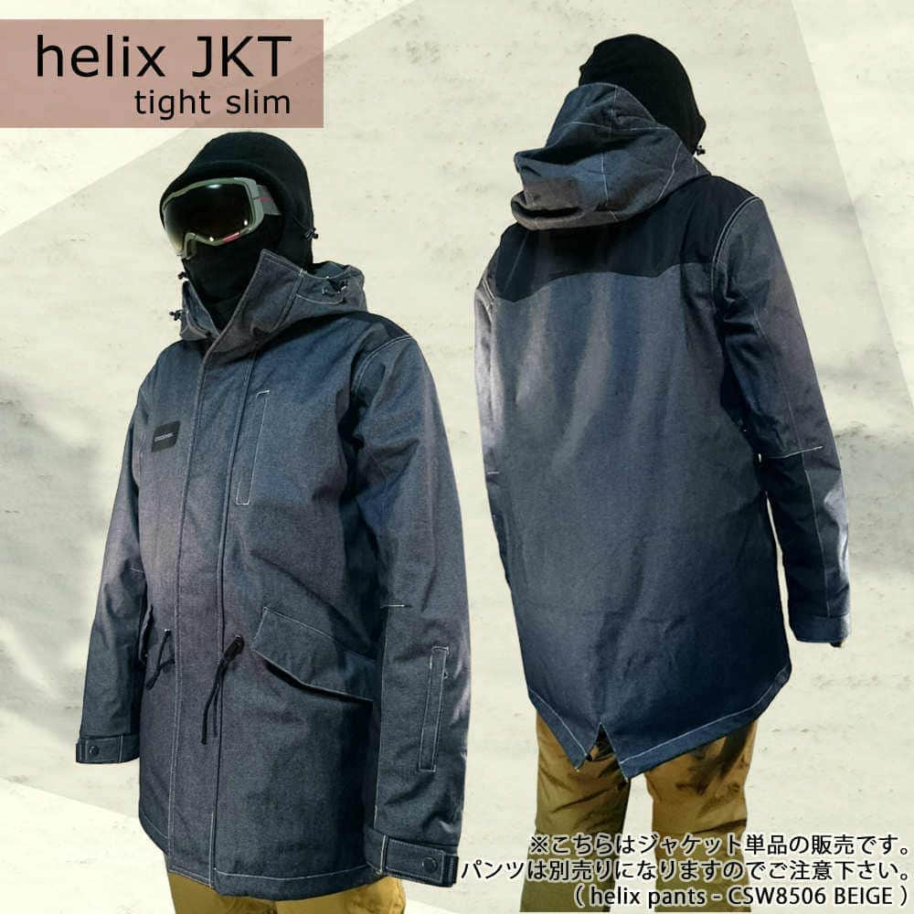 スノーボード スノボー ウェア メンズ レディース スリム 細身 デニム ジャケット crossover クロスオーバー helix jacket CSW0511 無地 CSW0511-denimBLU-L crossover(クロスオーバー) 1