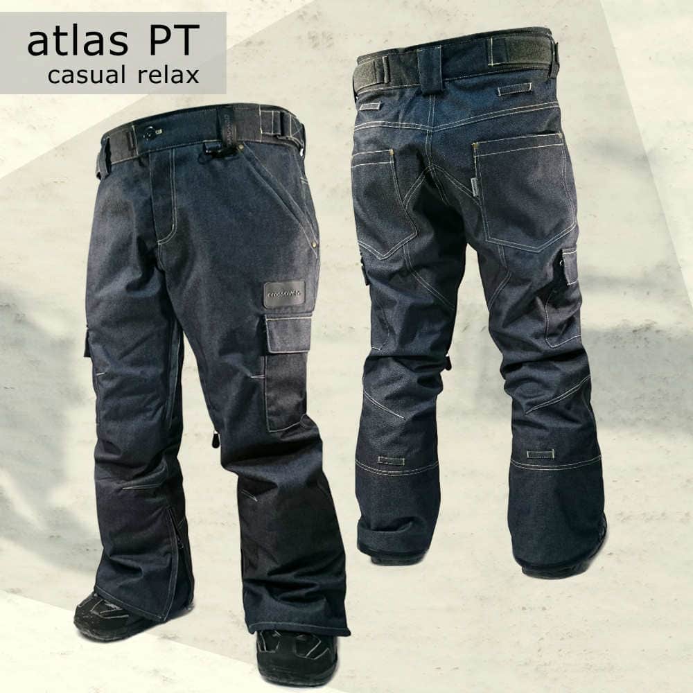 スノーボード スノボー ウェア メンズ レディース スリム 細身 デニム パンツ 下 crossover クロスオーバー atlas pants CSW8505  カーゴ ストレート CSW8505-denimBLU-L crossover(クロスオーバー) 1