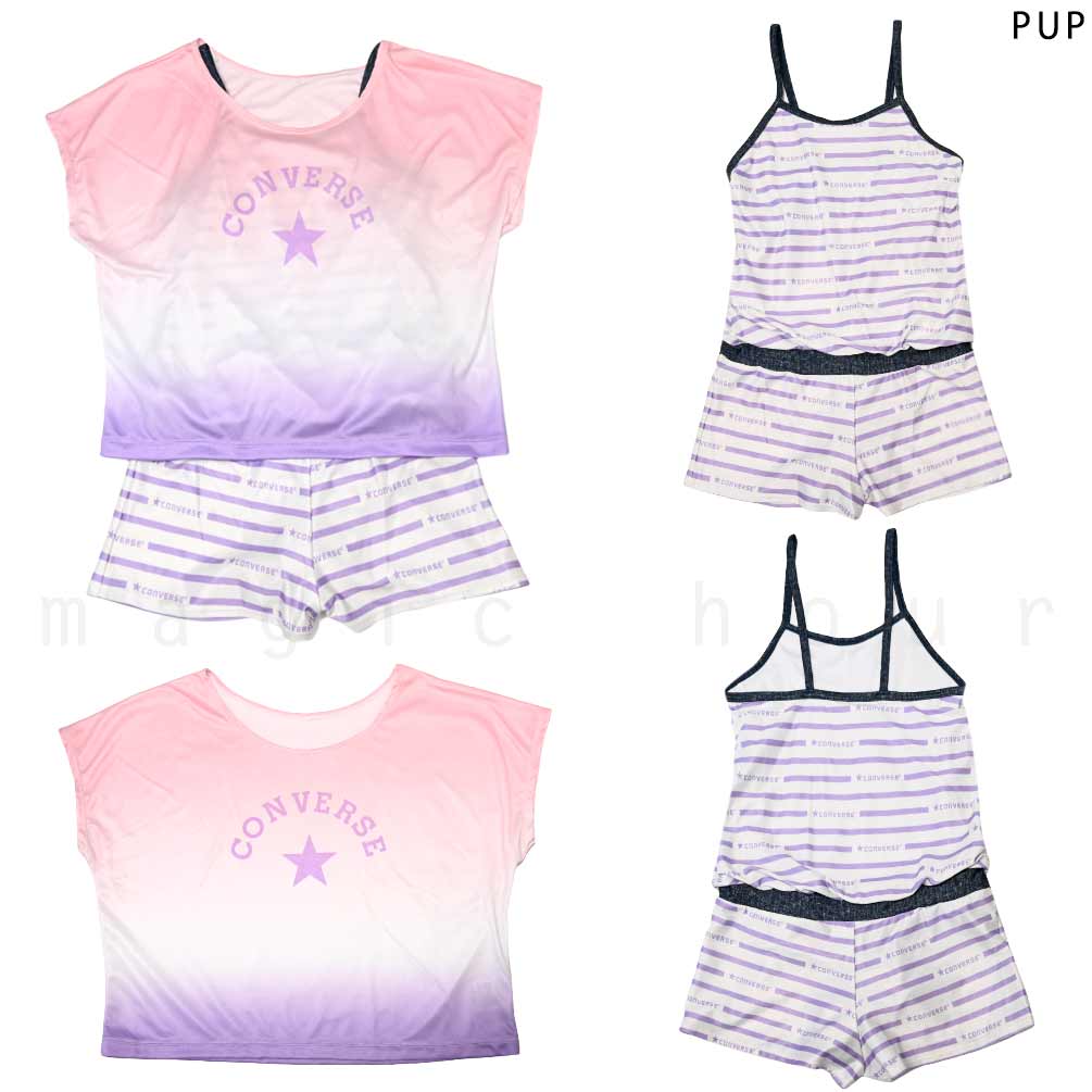水着 子供 女の子 ガールズ スイムウェア ブランド ワンピース T付き 2点 セット ロンパース ジュニア 子ども お洒落 かわいい 140cm 150cm 160cm ピンク 緑デ CV-MRGRSW-362181-BLK-140 CONVERSE(コンバース) 5