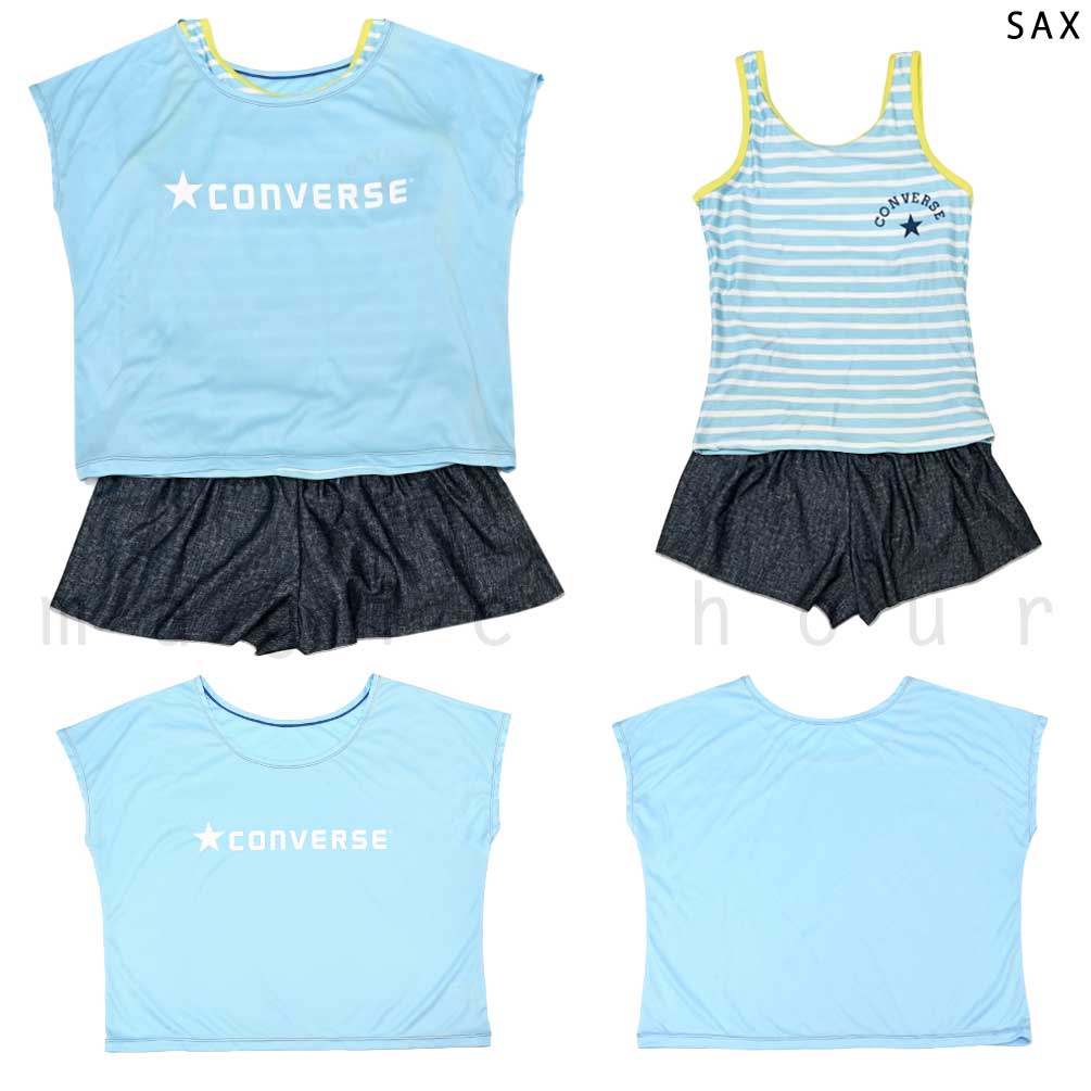 水着 子供 女の子 ガールズ スイムウェア ブランド タンキニ ショートパンツ T付き 3点 セット ジュニア 子ども 女子 お洒落 かわいい 140cm 150cm 160cm CV-MRGRSW-372182-NVY-140 CONVERSE(コンバース) 5