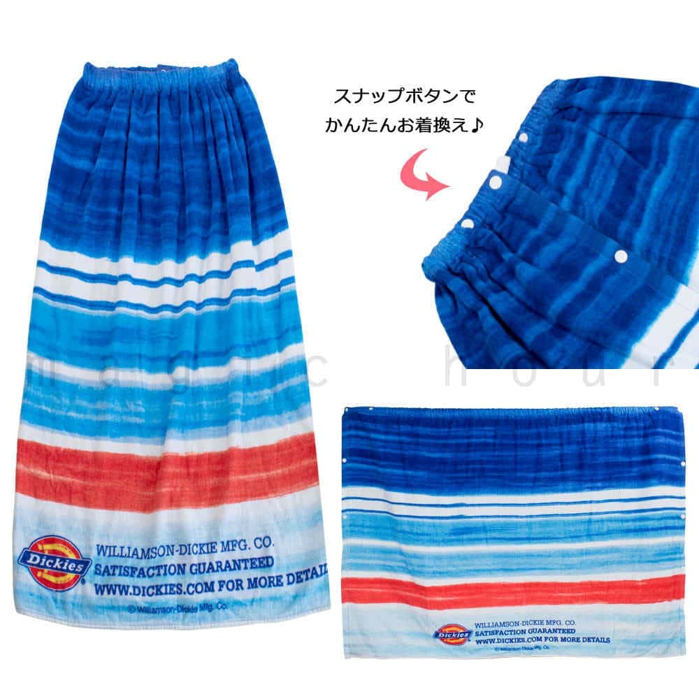 プール タオル ラップタオル 80cm 子供 巻きタオル メンズ 男の子 ブランド ロゴ 水泳 お着換えタオル スイミング Dickies ディッキーズ ボーダー ブルー 赤 DC-218233 DC-218233-BLU-F Dickies(ディッキーズ) 3
