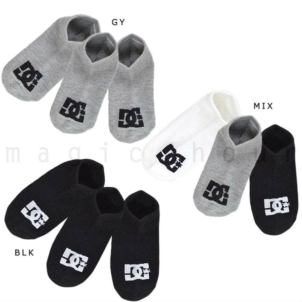 スポーツ ソックス ブランド 靴下 3足 セット メンズ DC SHOES ディーシーシュー くるぶし ソックス スニーカーソックス 3P 3足組 高機能 速乾 パイル 25-27cm DC-47556T-GY-25-27 DC SHOES(ディーシーシュー) 3