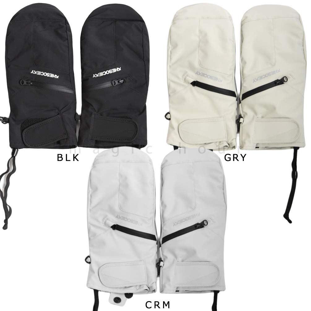 防水 グローブ 手袋 ミトン スキー スノボ バイク メンズ レディース ブランド スノボー はっ水 アウトドア お洒落 ブラック ロゴ ブラック 中綿 暖かい 黒 白 DD-SCTGV-DTS006-BLK-L THE SOCIETY 5