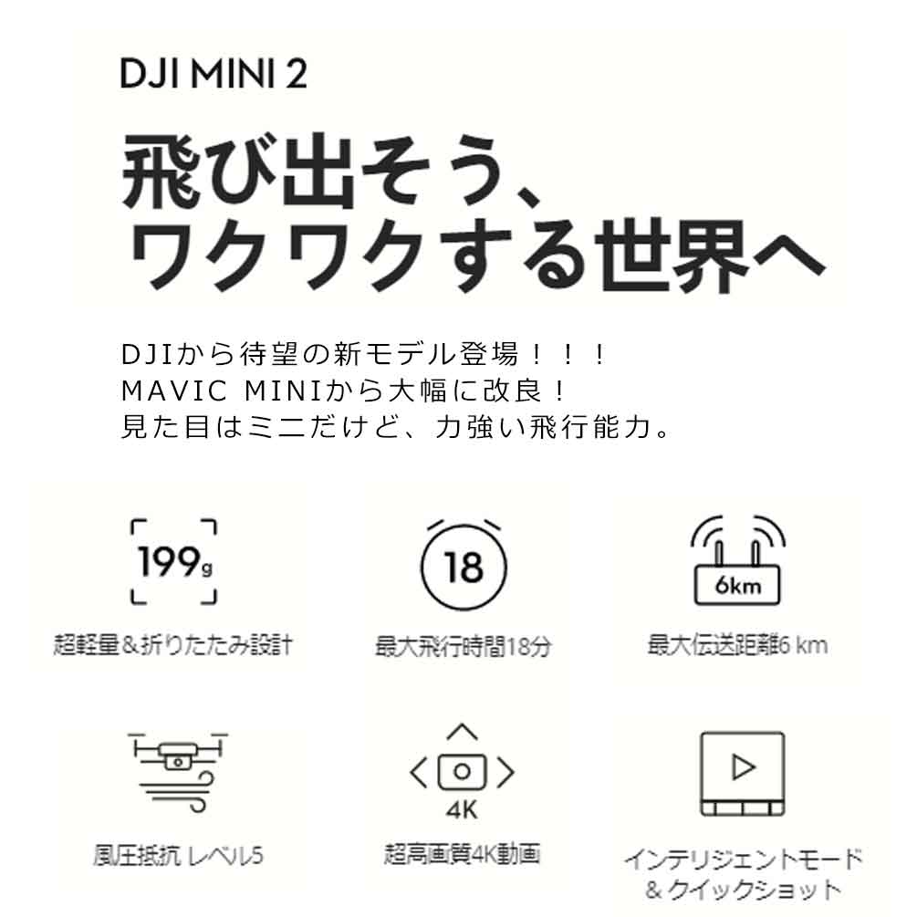 ドローン カメラ付き 小型 軽量 DJI MAVIC MINI 2 Fly More Combo + micro SDカード 64GB マビック ミニ 2 フライモア コンボ ディージェイアイ GPS DJI2-MAVICMINI2-64 DJI 1
