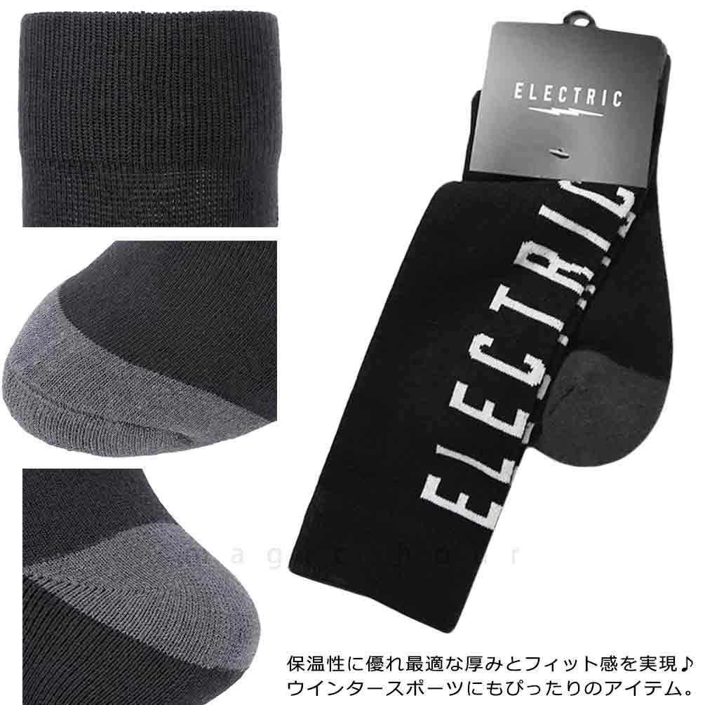 スキー スノーボード ソックス 靴下 メンズ ブランド スポーツソックス ELECTRIC エレクトリック Under Volt Socks 保温 防寒 サポート クッション パイル 黒 白 E23A10-BLACK-F ELECTRIC(エレクトリック) 2