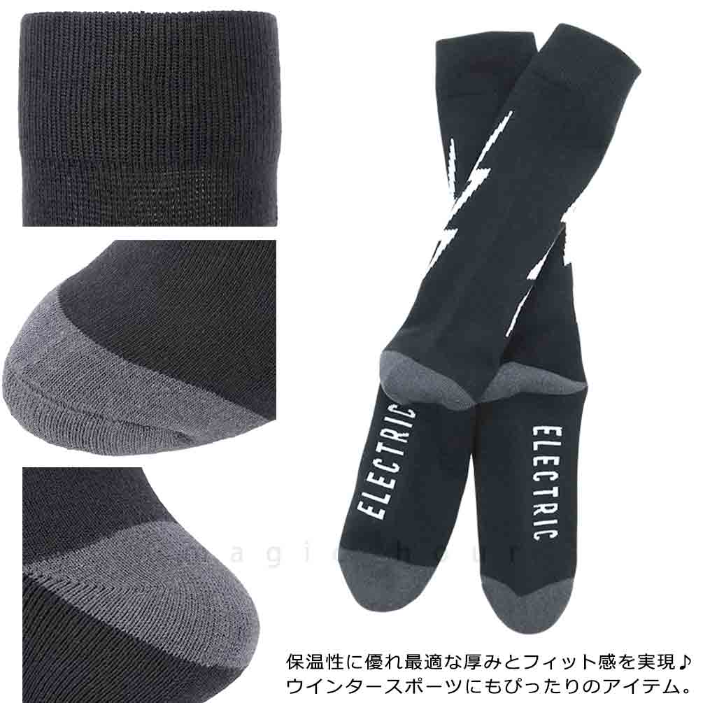 スキー スノーボード ソックス 靴下 メンズ ブランド スポーツソックス ELECTRIC エレクトリック Volt Socks 保温 防寒 サポート クッション パイル 黒 白 E23A11-BLACK-F ELECTRIC(エレクトリック) 1