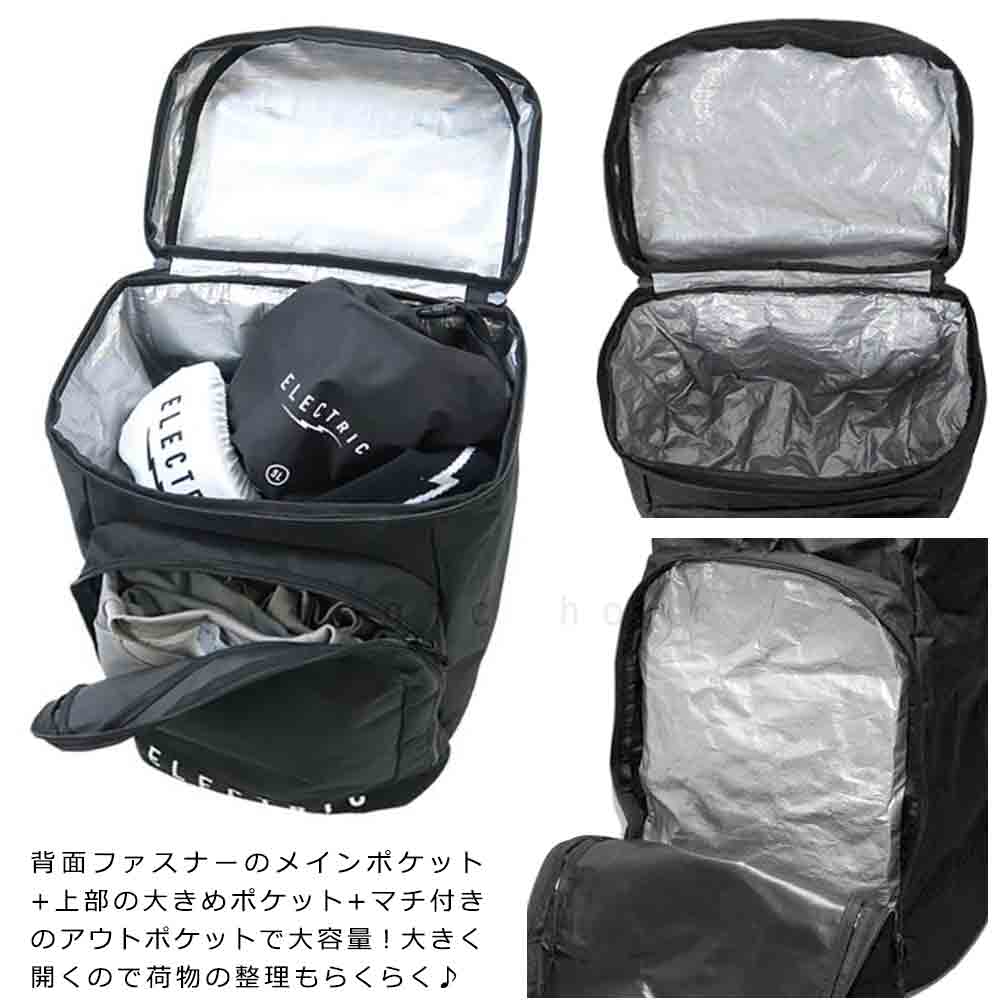 スノーボード スキー バックパック ブーツケース バック 登山 アウトドア 防水 バッグ エレクトリック ELECTRIC 48L リュック メンズ レディース お洒落 黒 E23A19-BACKPACK ELECTRIC(エレクトリック) 1