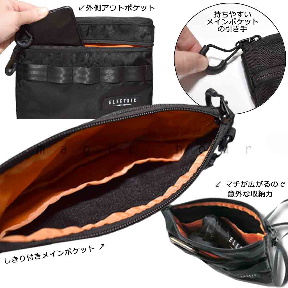 送料無料 サコッシュ ショルダー 斜めがけ バッグ エレクトリック ELECTRIC メンズ レディース 小さめ 黒 スノボー ブランド アウトドア お洒落 ミニ バック 黒 U-E23A24-SACOCHE ELECTRIC(エレクトリック) 3