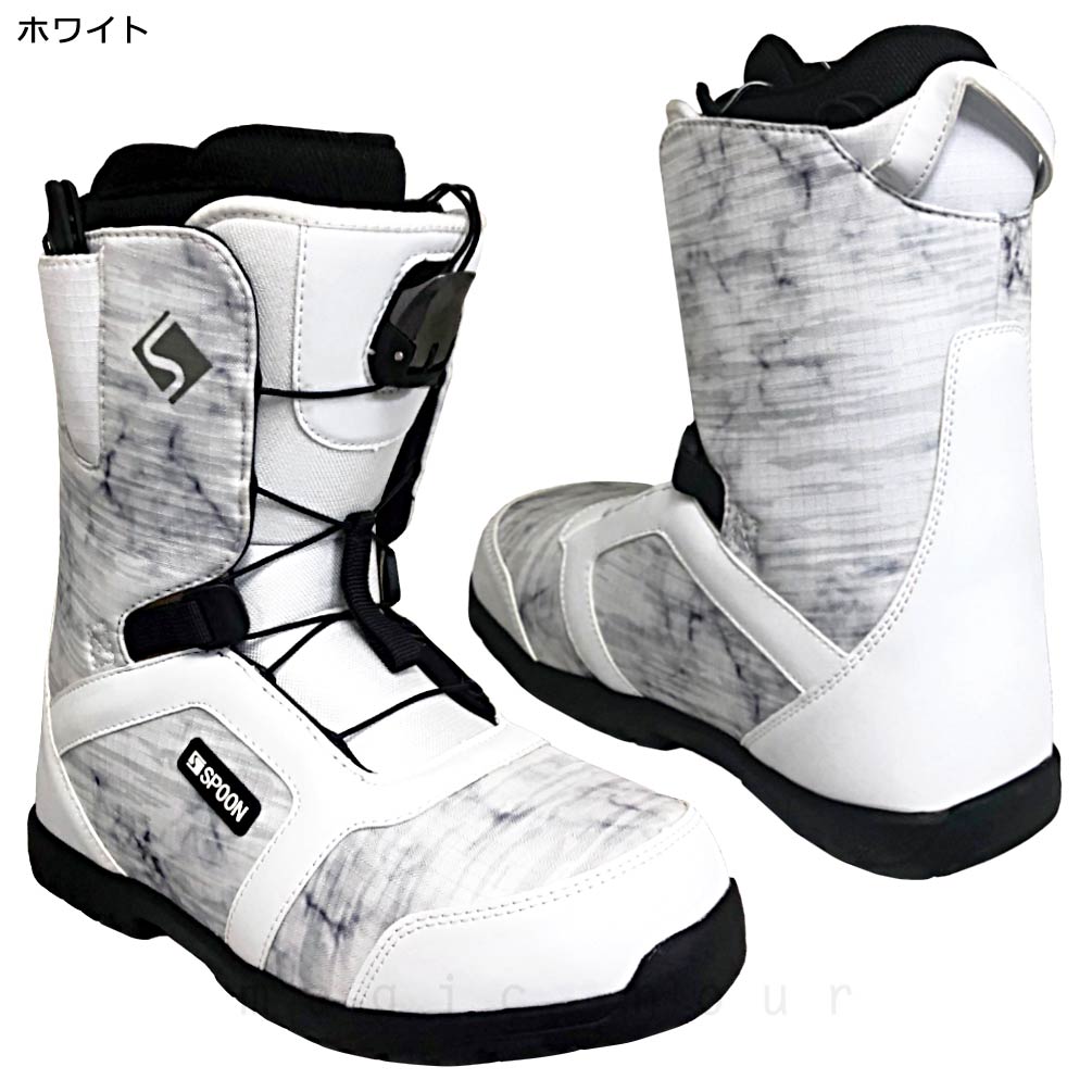 スノーボード ブーツ メンズ レディース SPOON スプーン DINAH クイックレース 20-21 ソフトフレックス 大きいサイズ 22.5cm - 28cm 黒 白 ブラック お洒落 GZ-21DINAH-BLK-23 SPOON(スプーン) 4