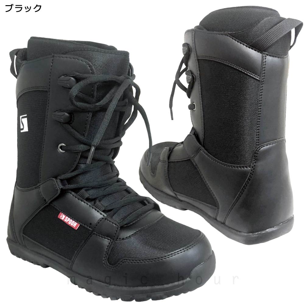 スノーボード ブーツ メンズ レディース SPOON スプーン MAGIC シューレース 靴ひも 20-21 ソフトフレックス 大きいサイズ 22.5cm - 28cm 黒 白 ブラック GZ-21MAGIC-BLK-23 SPOON(スプーン) 3