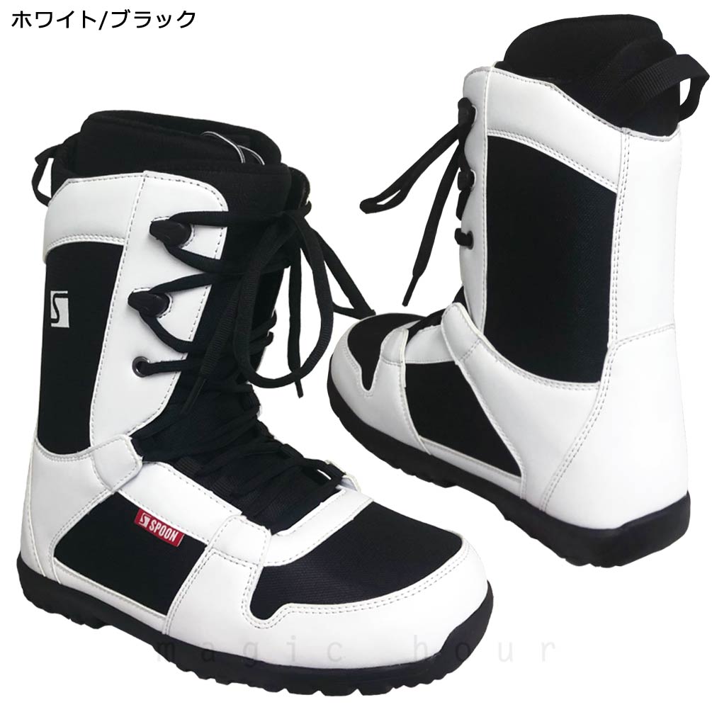 スノーボード ブーツ メンズ レディース SPOON スプーン MAGIC シューレース 靴ひも 20-21 ソフトフレックス 大きいサイズ 22.5cm - 28cm 黒 白 ブラック GZ-21MAGIC-BLK-23 SPOON(スプーン) 4