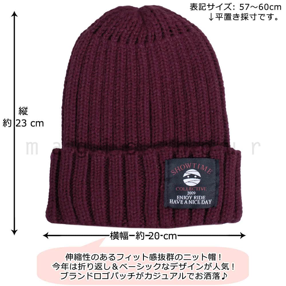 スノーボード ニット帽 スノボ ブランド ニットキャップ メンズ レディース ショウタイム 折返し ダブル ロゴ ビーニー スキー 雪遊び 通勤 バイク ショータイム KC-009-BLK-F SHOWTIME COLLECTIVE(ショウタイム コレクティブ) 1