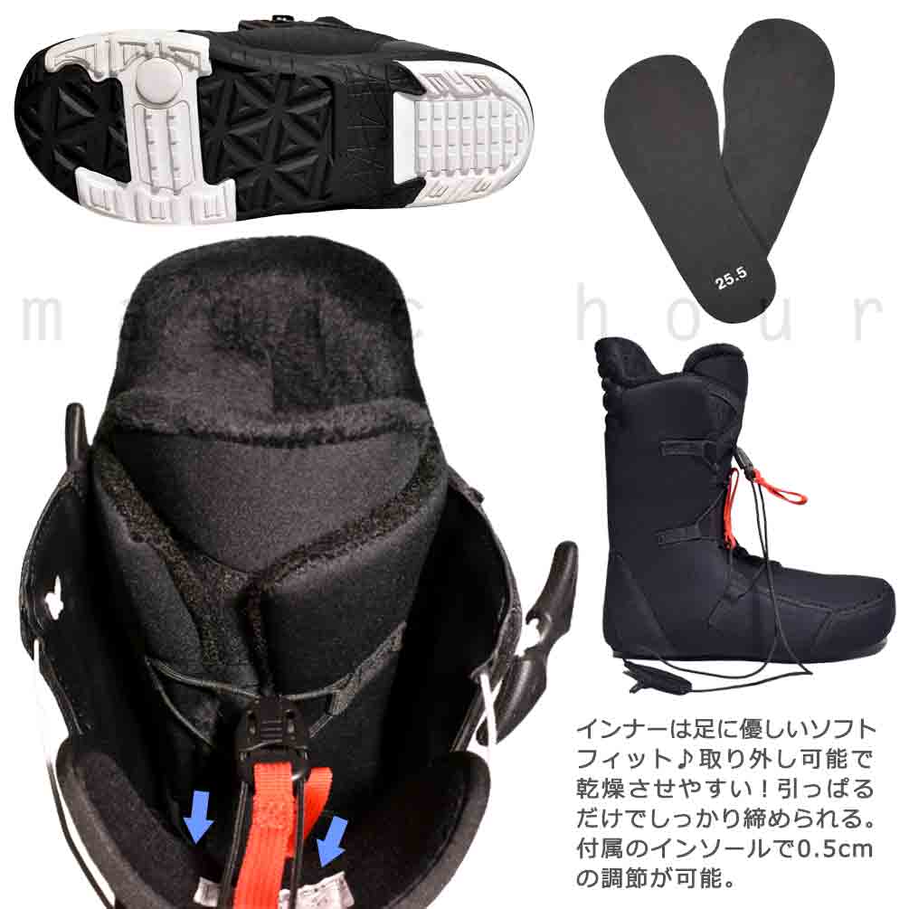 スノーボード ブーツ メンズ レディース M3 ミレニアムスリー COMMAND クイックレース 22-23 ソフトフレックス 大きいサイズ 22.5cm - 29cm 黒 ブラック デニム M3-BOT-23COMND-DNM-BLKWHT-23 M3(MILLENIUM THREE) 2