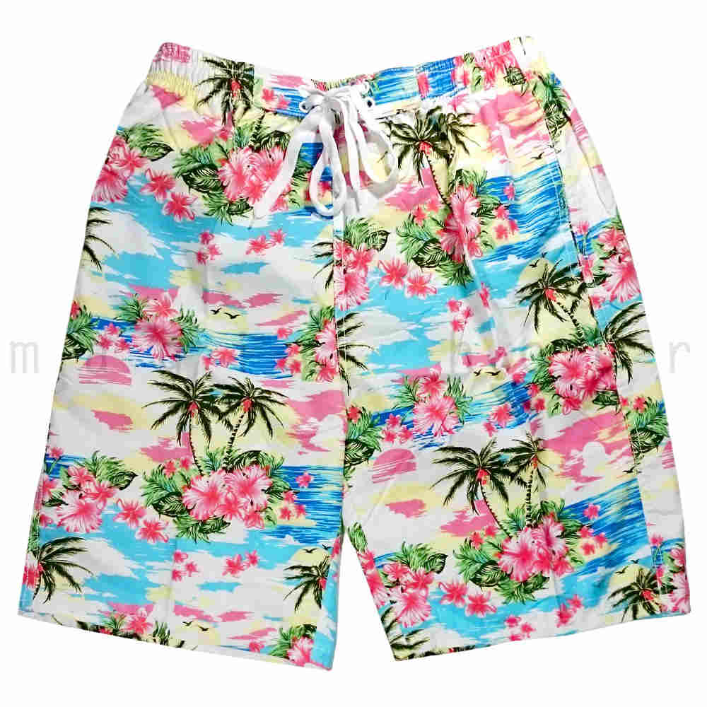 サーフパンツ メンズ 水着 海水パンツ 海パン インナー付き 柄 サーフトランクス 水陸両用 おしゃれ みずぎ サーフィン 海水浴 プール サポーター付 白 ピンク MH-PP1603-MENS-L  4