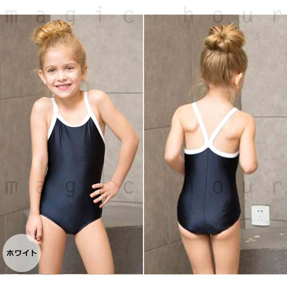 スクール水着 女子 女の子 女児 プール ワンピース 小学校 定番 水着 子供 キッズ ジュニア オールインワン 無地 スイムウェア 110cm 120cm 130cm 140cm 150cm SKL1603-BLUE-110  5
